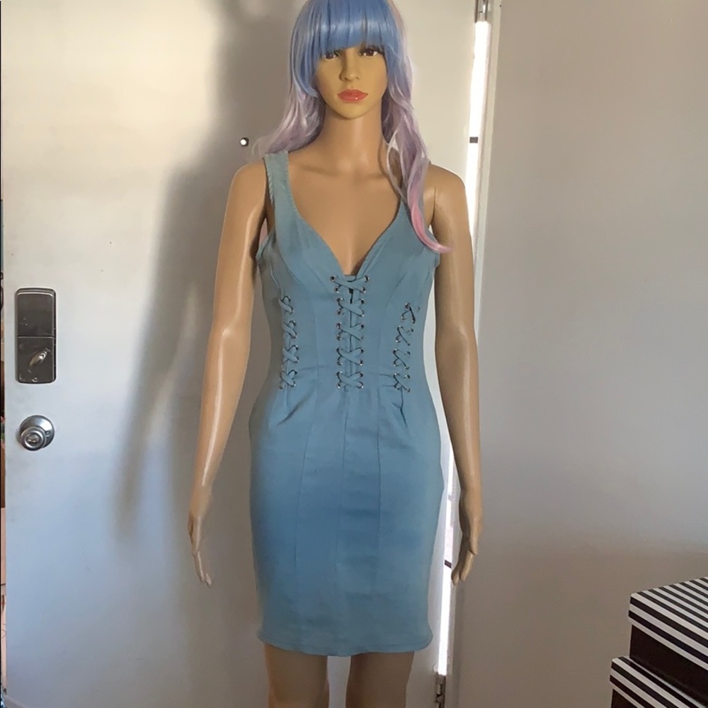 NWT ONE OF A KIND DENIM CORSET DRESS VERY FITTING